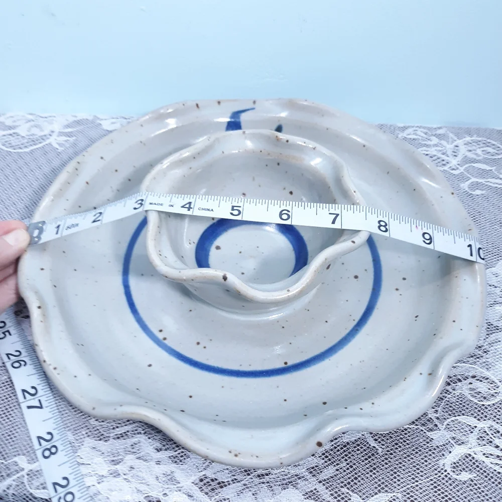 Joel Edwards Chip and Dip Plate Hand Thrown Studio Art Pottery Bowl Wheatberry